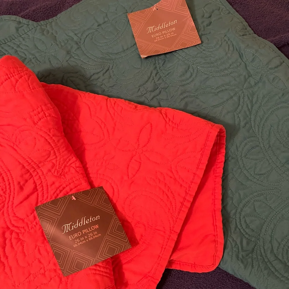2 NWT Middleton Quilted Euro Shams - Picture 1 of 4